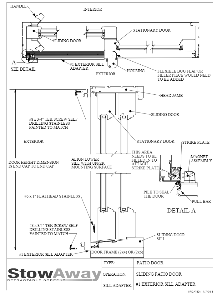 Sliding Patio Door Exterior Bottom Sill